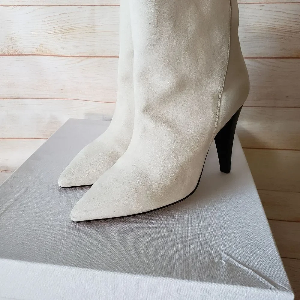 IRO Paris Suede Leather Pointy Toe Stiletto Heel Bootie Boots Light Grey Size 39